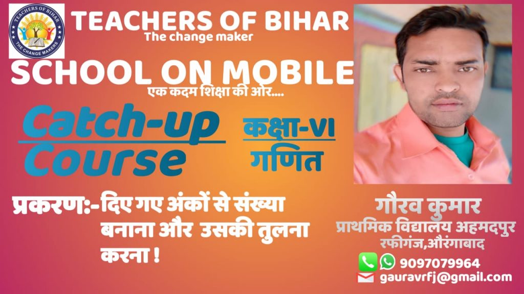 Catch Up Course | 2nd day | Class-VI | Mathematics | Chapter-01,LESSON-01| SANKHYAON KA MELA| ! दिए गए अंकों से संख्या निर्माण एवम उसकी तुलना !